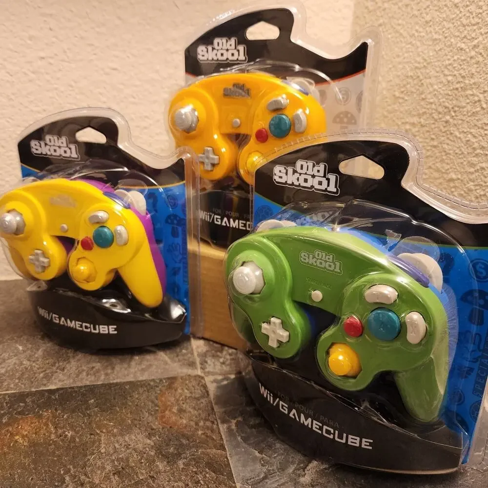 3 Gamecube Controllers - 3 Colors Bundle (NEW) - Yellow Green Orange - Nintendo